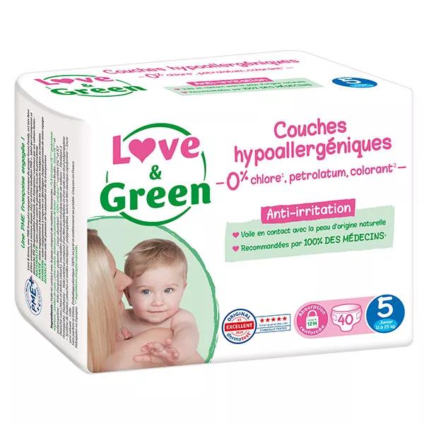 Love & Green Couches Hypoallergéniques T5 12-25kg 40 couches