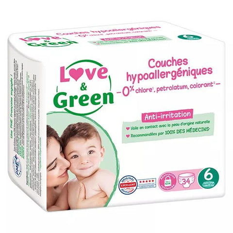 Love & Green Hypoallergene Windeln Gr. 6 +15kg 34 Stück