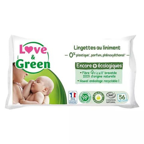 Love & Green Hypoallergene Feuchttücher mit Liniment 56 Stück