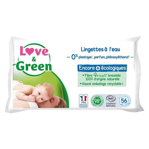 Love & Green Hypoallergene Mizellenwasser-Tücher 56 Stück