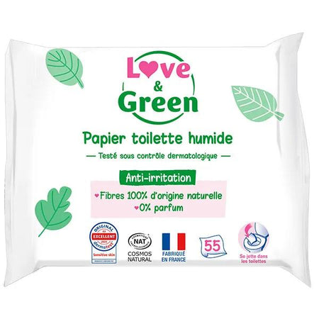Love & Green Lingettes Toilettes 55 unités