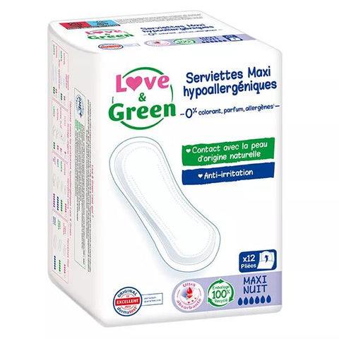 Love & Green Hypoallergene Maxi Nachtbinden 12 Stück