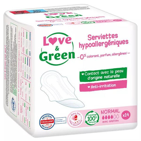 Love & Green Hypoallergene Binden normal (14 Stück)