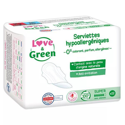 Love & Green Hypoallergene Super Binden 12 Stück