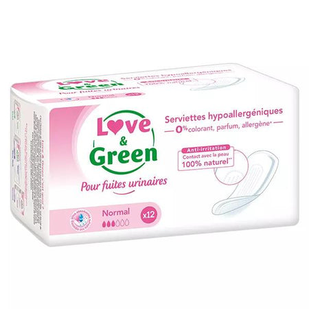Love & Green Serviettes pour Fuites Urinaires Normal 12 unités