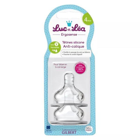 Luc et Léa Anti-Kolik Silikonsauger 4m+ variabler Fluss 2er-Pack
