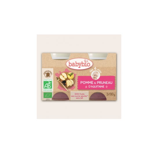 Babybio Petits Pots Pomme Pruneau Bio dès 4 mois (2 x 130 g)