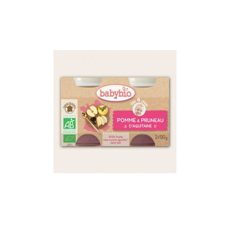 Babybio Petits Pots Pomme Pruneau Bio dès 4 mois (2 x 130 g)