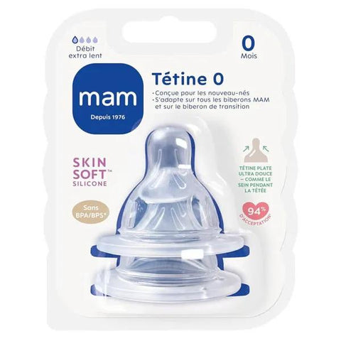 MAM Zubehör für Babyflaschen Silikonsauger Größe 0 +0 Monate 2 Stück
