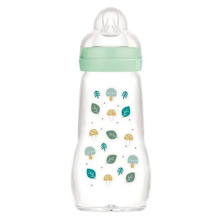 MAM Biberon Verre +2mois Motif Feuillages champignons 260ml