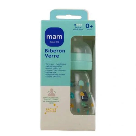 MAM Glasflasche "Nature" Leinen, Trinksauger Größe 1, 170 ml