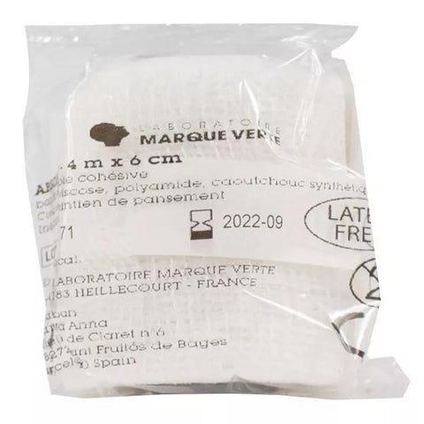Marque Verte Absohaft Kohäsiver, dehnbarer Verband unter Zellophan 4m X 6cm 1 Stück