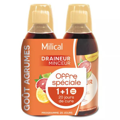 Milical Draineur Ultra Zitrusgeschmack, 2 x 500ml Packung