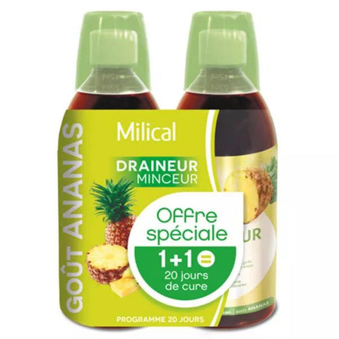 Milical Entwässerungsgetränk Ultra Ananasgeschmack, 2 x 500 ml