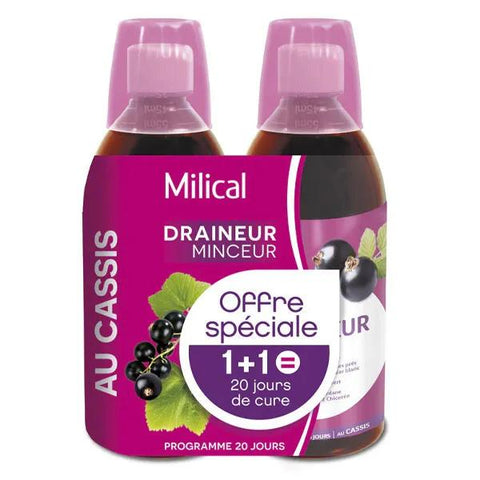 Milical Draineur Ultra Cassis-Geschmack 2 x 500ml Packung