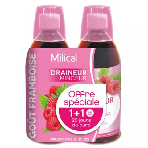 Milical Draineur Ultra Himbeergeschmack 2 x 500ml Vorteilspack