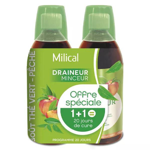 Milical Entwässerung Ultra Grüner Tee Geschmack 2 x 500ml Packung