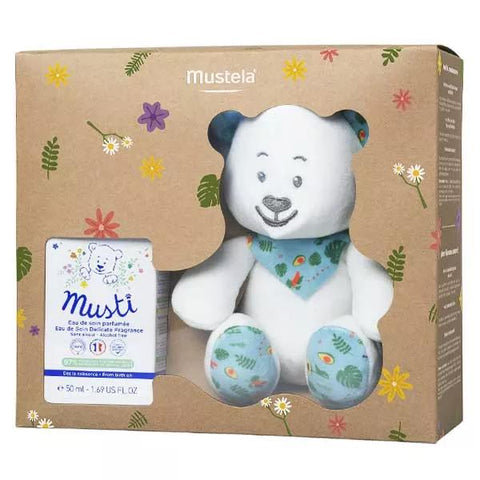 Mustela Plush Toy and Musti Eau de Soin 50ml Set