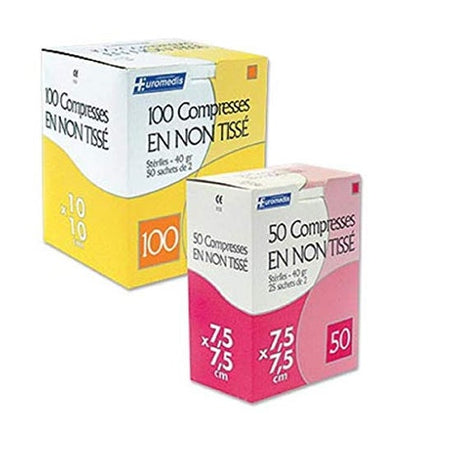 Euromedis Compresses de gaze stériles non tissé 7,5 x 7,5 (100 pièces)