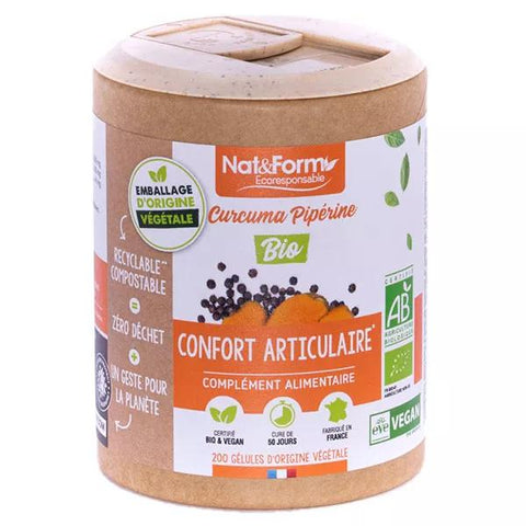 Nat & Form Écoresponsable Kurkuma Piperin Bio 200 Kapseln