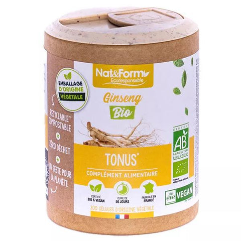 Nat & Form Écoresponsable Bio Roter Ginseng 200 Kapseln