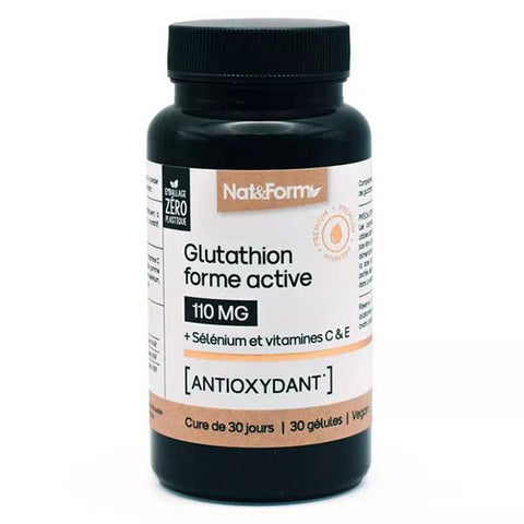 Nat & Form Glutathion aktive Form + Selen und Vitamine C & E Antioxidans 30 Kapseln