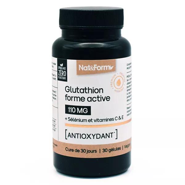 Nat & Form Glutathion forme active + Sélénium et vitamines C & E antioxydant 30 gélules