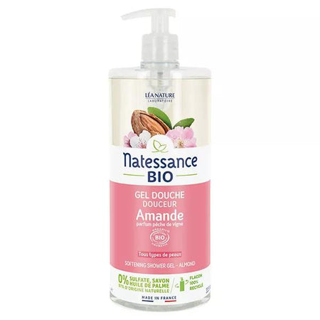 Natessance Gel Douche Amande Parfum Pêche de Vigne 1L