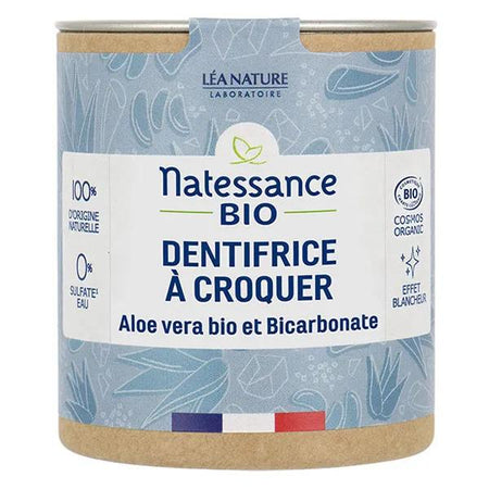 Natessance Naturel Dentrifice à Croquer Aloe Vera Bio et Bicarbonate 80 comprimés
