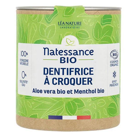 Natessance Natur Zahnpasta-Tabletten Bio Aloe Vera und Menthol 80 Stück