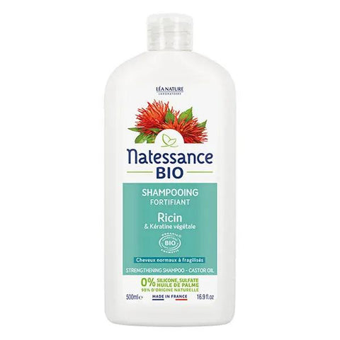 Natessance Stärkendes Bio-Rizinusöl und Pflanzenkeratin Shampoo 500ml