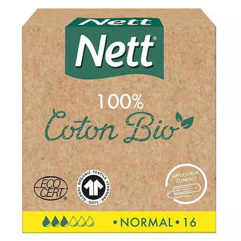 Nett 100 % Bio-Baumwolle Tampons Normal mit Applikator 16 Stück
