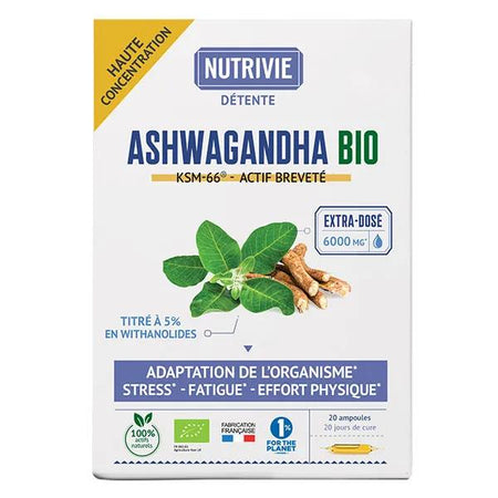 Nutrivie Ashwagandha Bio Ksm-66 - 6000 Mg - 20 ampoules x 10ml