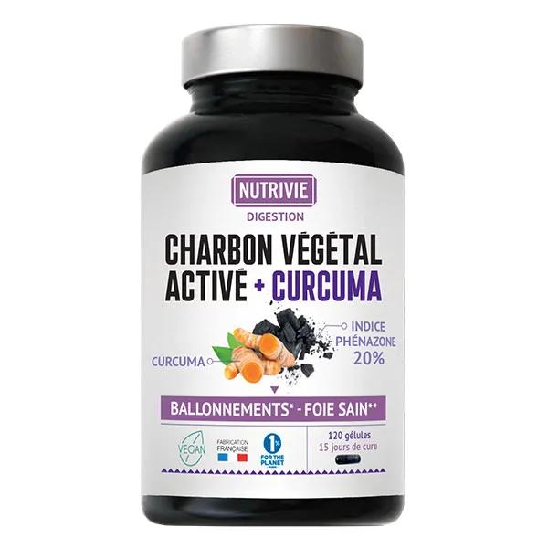 Nutrivie Charbon Végétal Activé Curcuma Végan 120 gélules