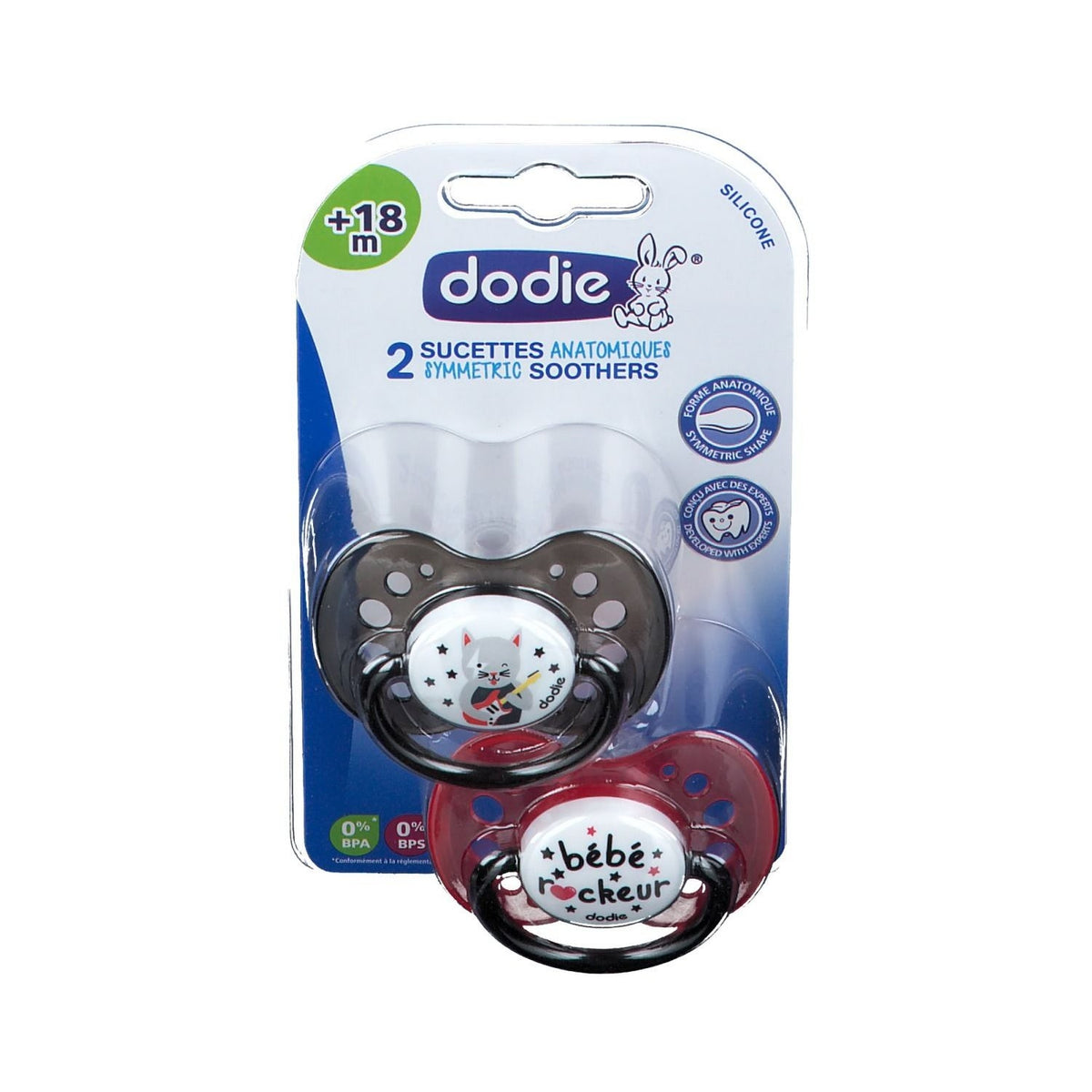 Dodie Duo Sucette anatomique silicone +18 mois Rock (2 pièces)