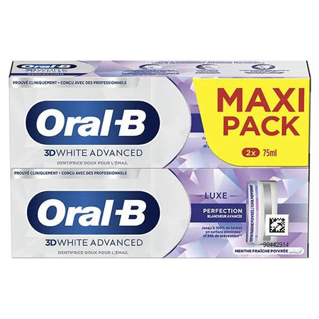 Oral-B Dentifrice Blancheur 3D White Luxe Perfection Lot de 2 x 75ml