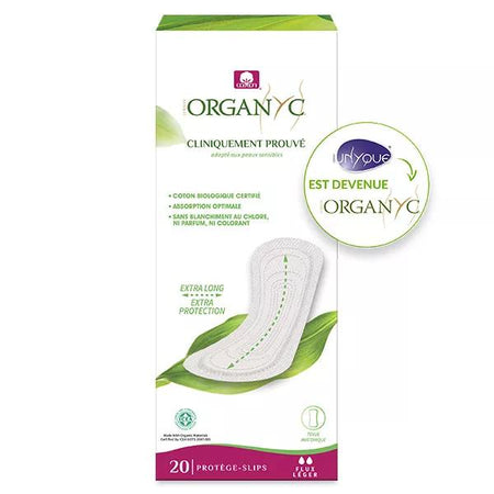 Organyc Protège-Slip Extra Long Flux Léger Coton Bio 20 unités