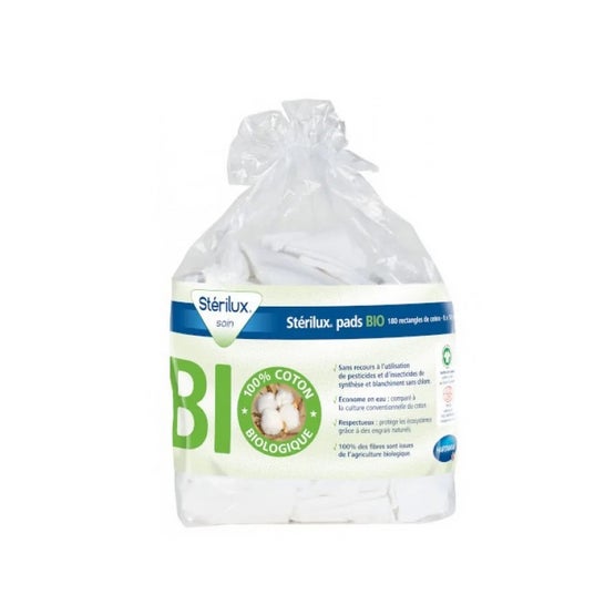 Sterilux compresses bio 8x10 cm, 160 rectangles en coton