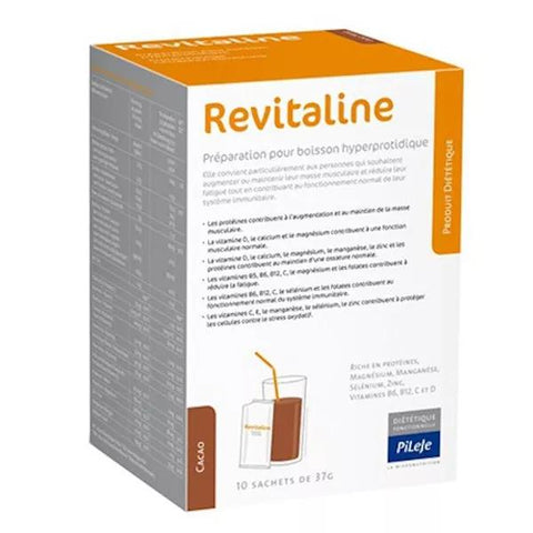 Pileje Revitaline Hyperprotein-Zubereitung Kakao 10 Beutel