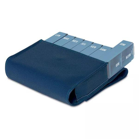 Plic Care Medikamentenbox Slim Weekly Leder Blau