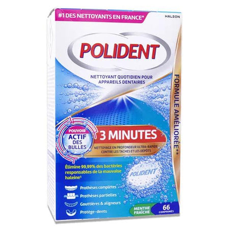 Polident Comprimés Nettoyants 3 Minutes 66 comprimés