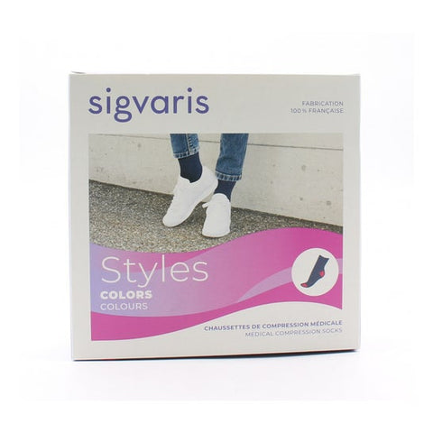 Sigvaris Style Color 2 Damenstrumpf Marine und Himbeere MN 1 Paar