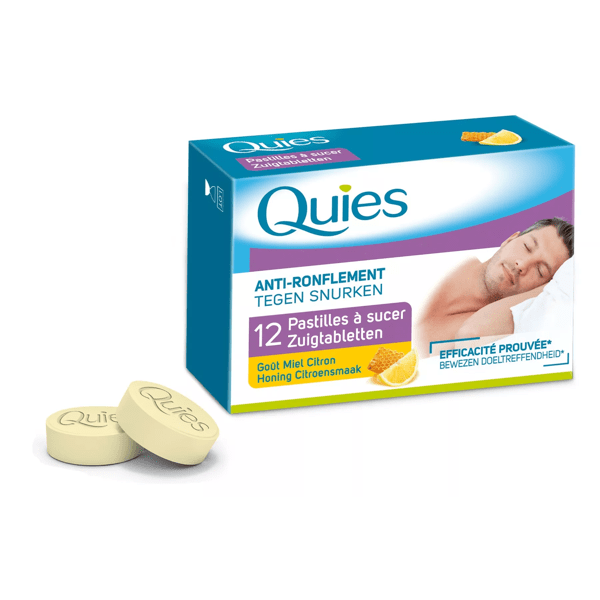 Quies Anti-Ronflement Pastilles à sucer Goût Miel/Citron 12 pastilles
