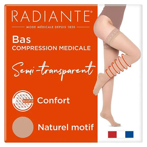 Radiant Semi-transparent Natural Micro-veil Pattern Compression Stockings Size 3 Class 2