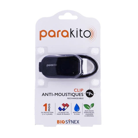 PARA'KITO Clip Anti-Moustiques Noir Rechargeable