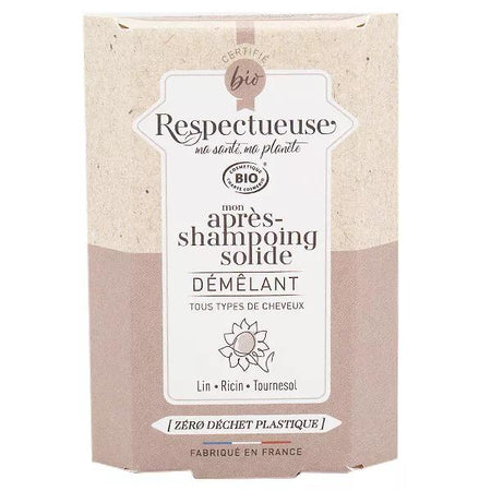 Respectueuse Mon Après-Shampoing Solide Démêlant Bio (40 g)