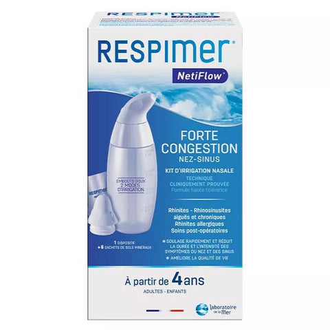 Respimer Netiflow Nasal Irrigation Kit from 4 years 1 Device + 6 Seawater Sachets