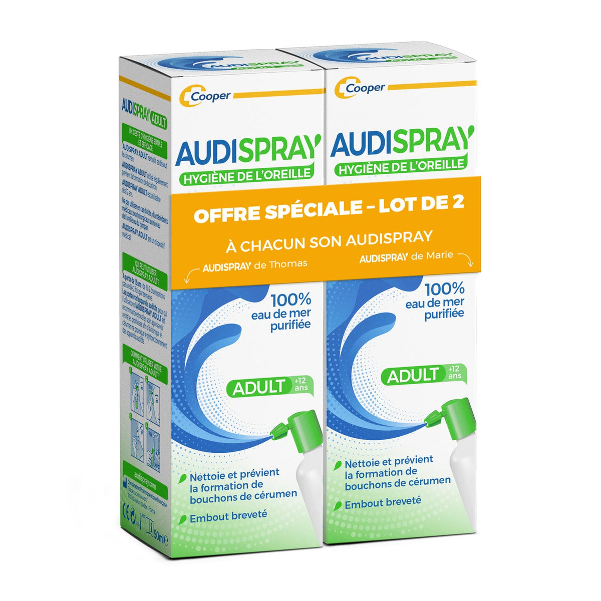 Audispray Adulte Spray Hygiène De L'Oreille (2x50ml)