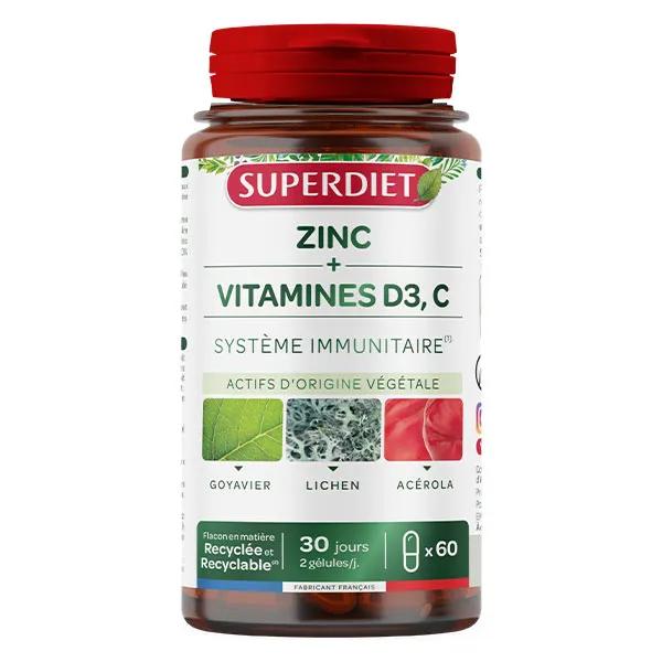 Superdiet Energie Défense Zinc et Vitamine D3, C - Cure de 30 jours