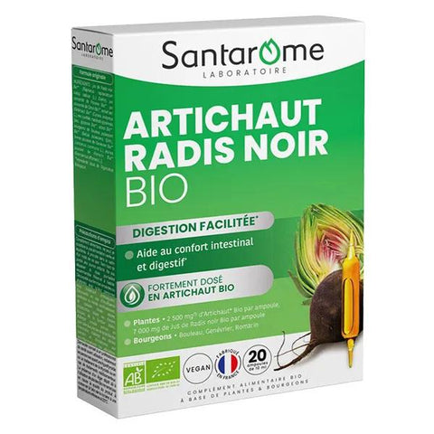 Santarome Bio - Artichaut Radis Noir Bio - Facilite la digestion - 20 ampoules